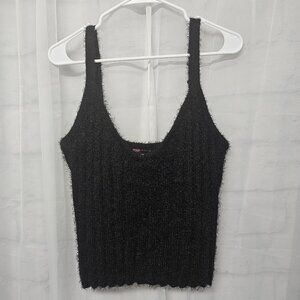 Trendy Threads Knit Tank Black Fuzzy Ribbed Fairy Goth Whimsygoth Bodycon 1X